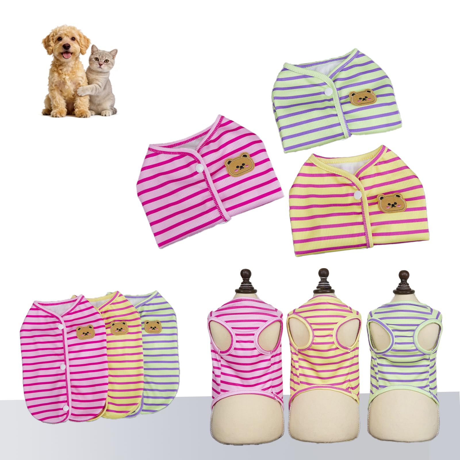 Amazon | JYIXTN 犬服 春夏用 ボーダー 背中開き タンクトップ 薄手